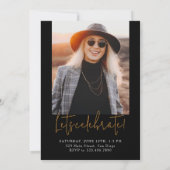 レトロミニマモダンリスト縦5写真卒業 招待状 (裏面)