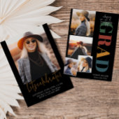 レトロミニマモダンリスト縦5写真卒業 招待状