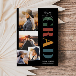 レトロミニマモダンリスト縦5写真卒業 招待状