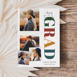 レトロミニマモダンリスト縦5写真卒業 招待状