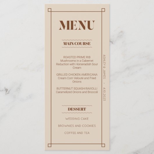 レトロミニマリスカスタムトフラットメニューカード メニュー (正面)