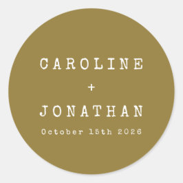 レトロミニマリストオークレタイプライターカスタムウェディング ラウンドシール