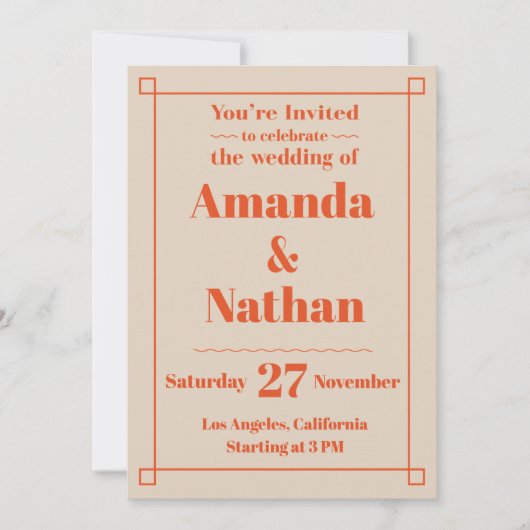 レトロミニマリストカスタムウェディング招待状 招待状 (正面)