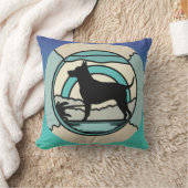 レトロミニマリストドッグオンザビーチ クッション (ブランケット)