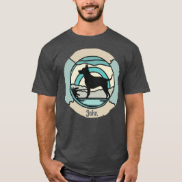 レトロミニマリストドッグオンザビーチ Tシャツ