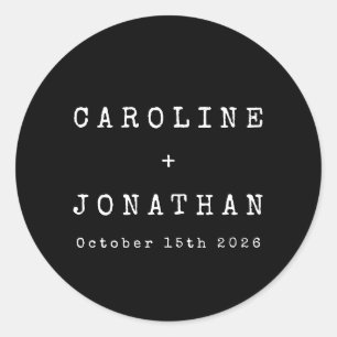 レトロミニマリストブラックタイプライターカスタムウェディング ラウンドシール