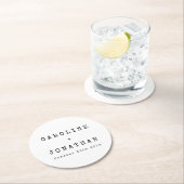 レトロミニマリストホワイトタイプライターカスタムウェディング ラウンドペーパーコースター (インサイチュ)