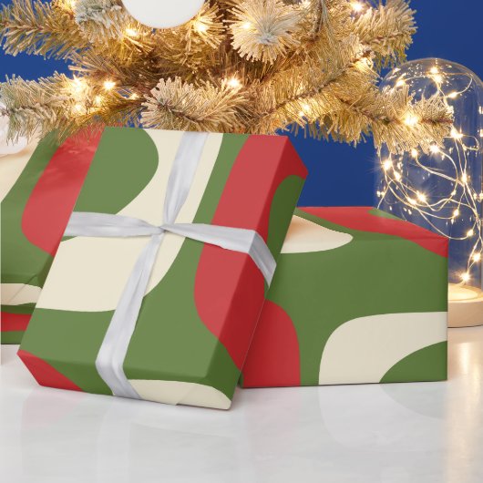 レトロミニマリスト中世紀型クリスマスプレゼントラップ ラッピングペーパー (クリスマス)