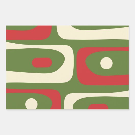 レトロミニマリスト中世紀型クリスマスプレゼント ラッピングペーパーシート (正面)