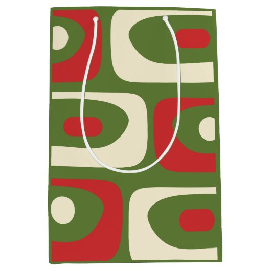 レトロミニマリスト中世紀型クリスマス抽象芸術 ミディアムペーパーバッグ (正面)