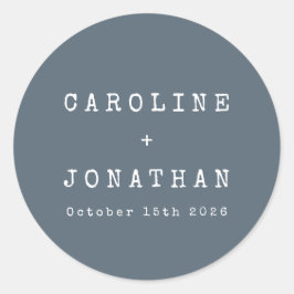 レトロミニマリスト暗青色タイプライター結婚ズ ラウンドシール