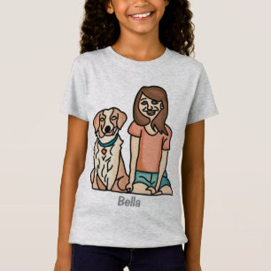 レトロミニマリスト犬と子供の素晴らしい友情 Tシャツ