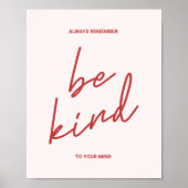 レトロミニマリスト「Be Kind to Your Mind」ポジティティ ポスター (正面)