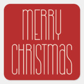 レトロミニマルなメリークリスマスレッド スクエアシール (正面)
