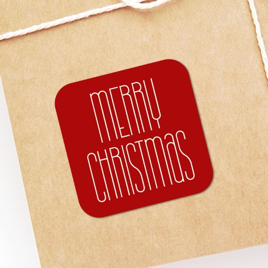 レトロミニマルなメリークリスマスレッド スクエアシール