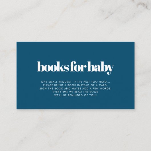 レトロミニマルな赤ちゃんシャワーブックリクエストカード エンクロージャーカード (正面)