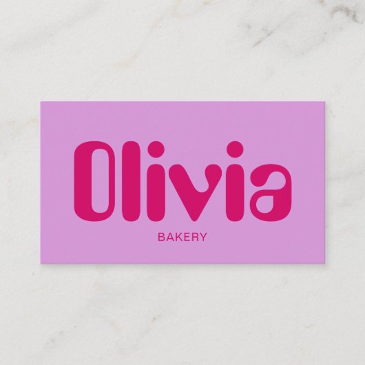レトロミニマルはっきりしたリストピンクビジネスカード 名刺 (正面)