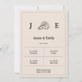 レトロミニマルアイボリーリングや輪結婚の 招待状 (裏面)