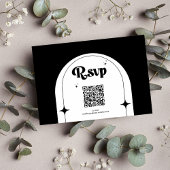 レトロミニマルアーチブラックとホワイトウェディングRSVP Ca 出欠カード