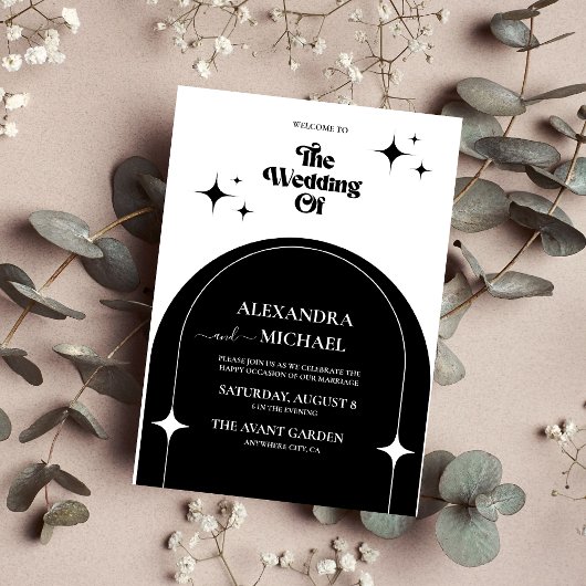 レトロミニマルアーチブラックアンドホワイト招待状 招待状