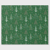 レトロミニマルクリスマスツリーズグリーンクリスマス ラッピングペーパー (フラット)