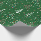 レトロミニマルクリスマスツリーズグリーンクリスマス ラッピングペーパー (角)