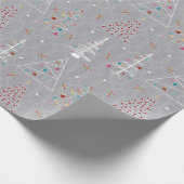 レトロミニマルクリスマスツリーズグレークリスマス ラッピングペーパー (角)