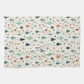 レトロミニマルクリスマスツリーパターン キッチンタオル (横)