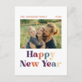 レトロミニマルタイポグラフィ新年写真 ポストカード (正面)