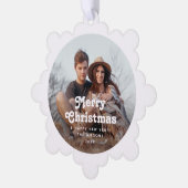 レトロミニマルタイポグラフィ2写真メリークリスマス オーナメントカード (左)