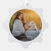 レトロミニマルタイポグラフィ2写真メリークリスマス オーナメントカード (裏面)