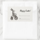 レトロミニマルバニーバイクエッグバスケットイースター 長方形シール (バッグ)