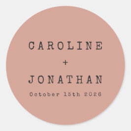レトロミニマルバラタイプライターカスタムウェディング ラウンドシール