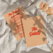 レトロミニマルピーチモダンおもしろい結婚詳細 エンクロージャーカード