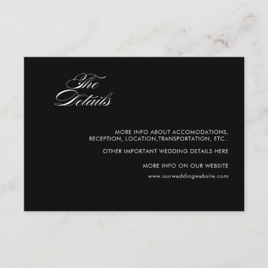 レトロミニマルブラック古結婚金詳細カード エンクロージャーカード (正面)
