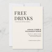 レトロミニマルブラック&ホワイト無料ドリンク 招待状 (正面)