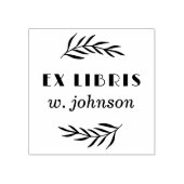 レトロミニマルボタニカルブランチExライブラリ蔵書票 ラバースタンプ (インプリント)