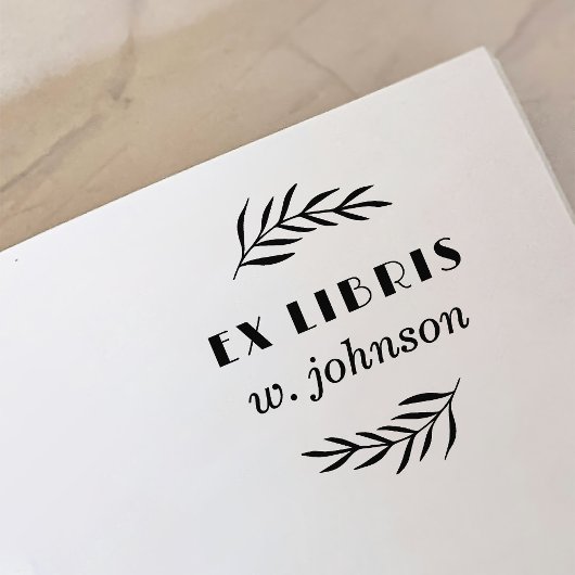 レトロミニマルボタニカルブランチExライブラリ蔵書票 ラバースタンプ