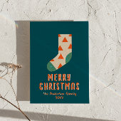 レトロミニマル図解入りの、写真付きのリストクリスマスウィンターソックス シーズンカード