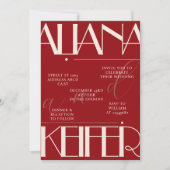 レトロミニマル市松模様にパタ結婚ン赤 招待状 (正面)