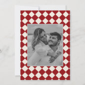 レトロミニマル市松模様にパタ結婚ン赤 招待状 (裏面)