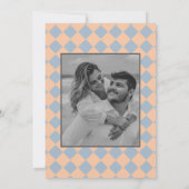 レトロミニマル市松模様にパタ結婚ーン セーブザデート (裏面)