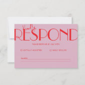 レトロミニマル市松模様にパタ結婚ーン 出欠カード (正面)