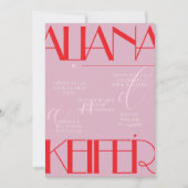 レトロミニマル市松模様にパタ結婚ーン 招待状 (正面)