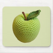 レトロミニマル手作りクラフトグリーンクロチェットアップル マウスパッド (正面)
