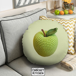 レトロミニマル手作りクラフトグリーンクロチェットアップル ラウンドクッション