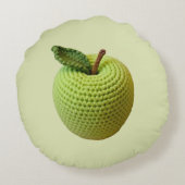 レトロミニマル手作りクラフトグリーンクロチェットアップル ラウンドクッション (裏面)