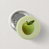 レトロミニマル手作りクラフトグリーンクロチェットアップル 缶バッジ (正面&裏面)