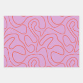 レトロミニマル抽象芸術ライン（オレンジとピンク） ラッピングペーパーシート (正面3)