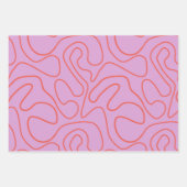 レトロミニマル抽象芸術ライン（オレンジとピンク） ラッピングペーパーシート (正面2)